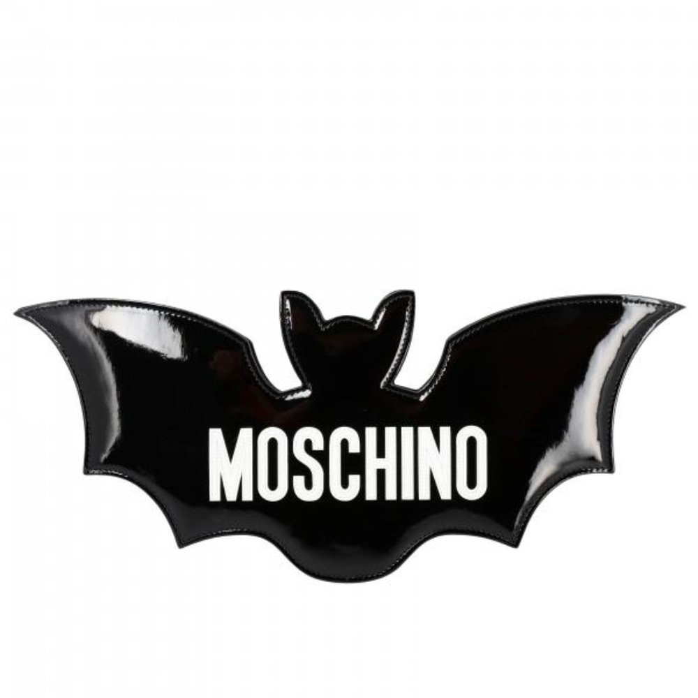 SS20 Moschino Couture Jeremy Scott SHINY BLACK BAT BAG HALLOWEEN TRICK OR CHIC